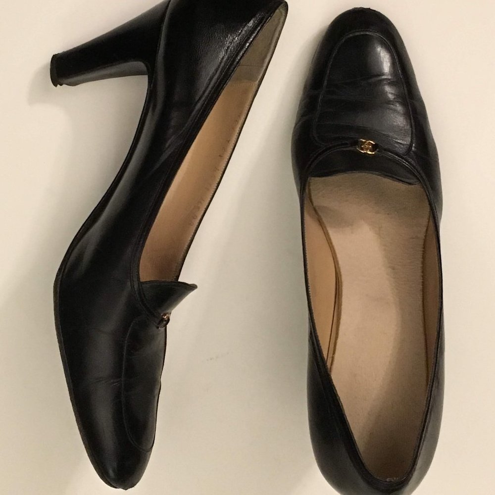 Classic GUCCI Black Leather Pumps Women's 9.5